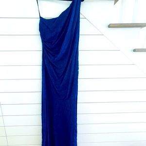 David Meister, Royal Blue, Long Lace Dress, 1 Shoulder Dress, Size 12